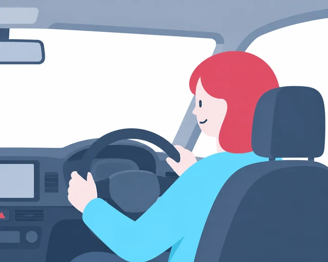 ハンドルを両手で握って運転するドライバー