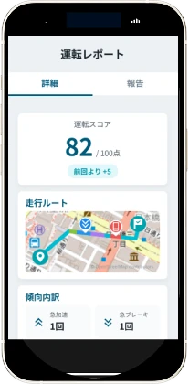 ドライバー用スマートフォンアプリの運転レポート画面
