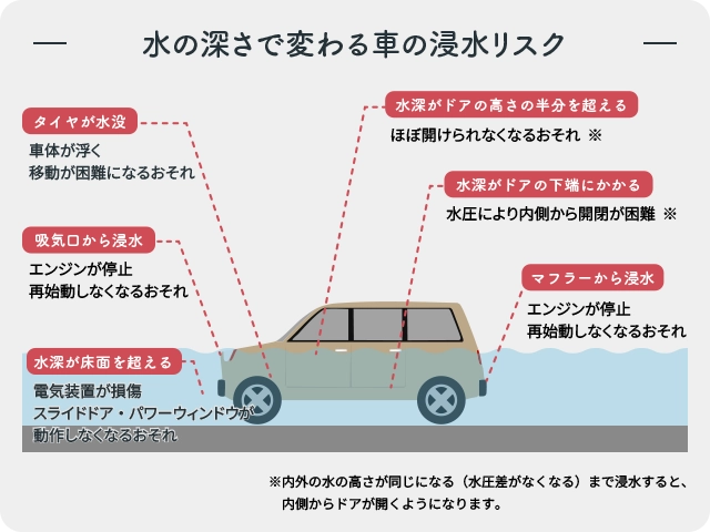水の深さで変わる車の浸水リスク